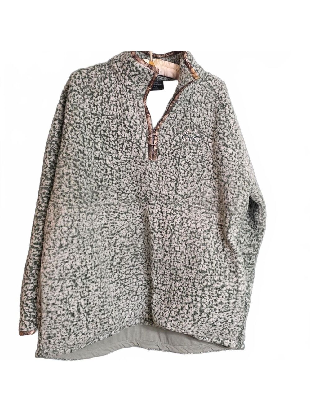 Realtree Womens XXL white and green quarter zip pullover